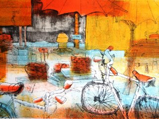 080VR2 - Mercato nella Vecchia Roma  (Market in Old Rome ) - cm. 50x70 - Litografia (Lithography)
